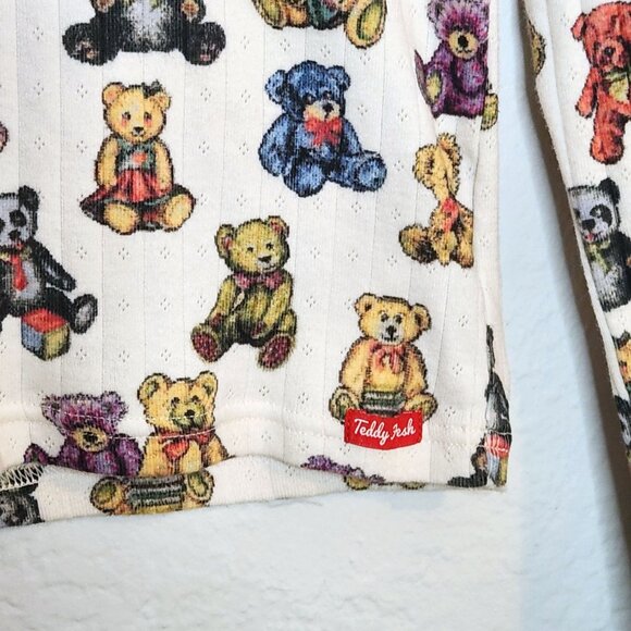 Teddy Fresh Women's Medium Multicolored Teddy Bears Long Sleeve Shirt - Picture 3 of 5